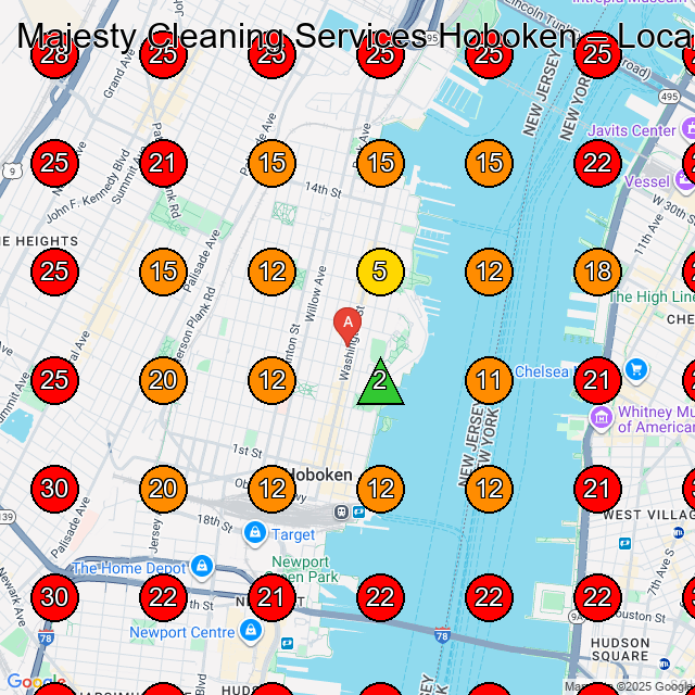 Majesty Cleaning Services Hoboken GeoGrid visibility map for House Cleaning Service in Hoboken